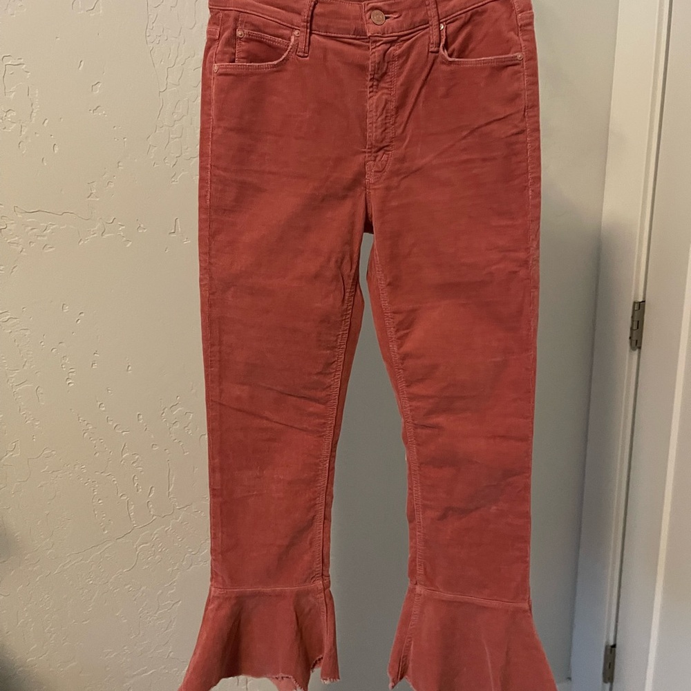 Mother.   Corduroy Flared  Ruffle Hem Pants